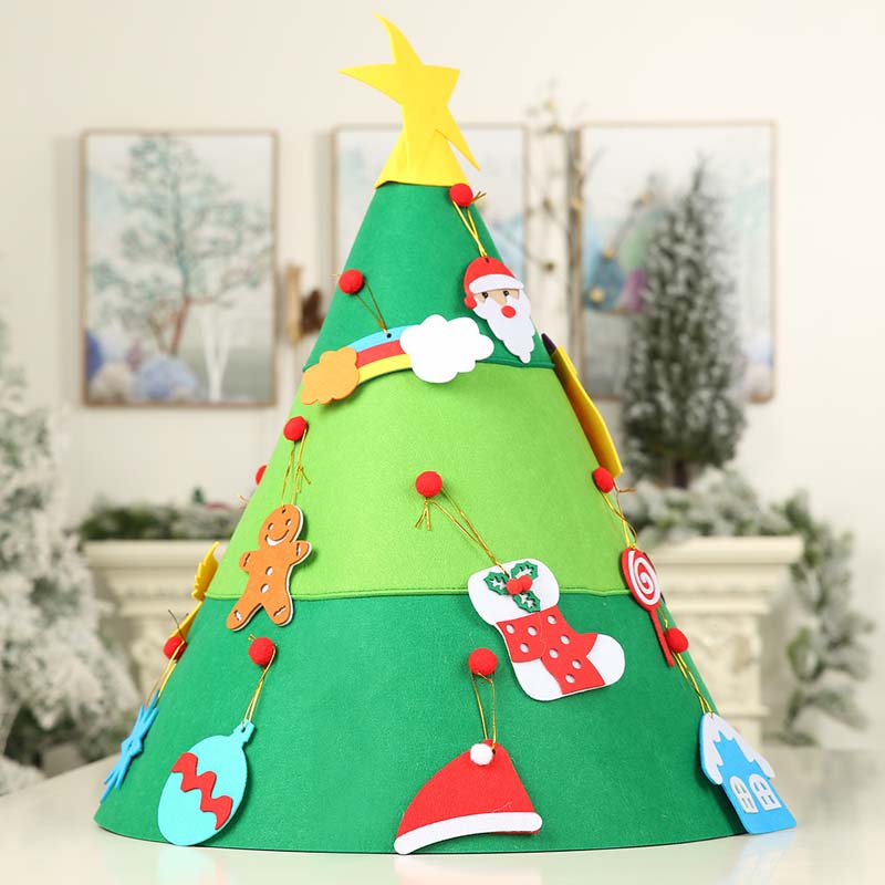 锥形DIY圣诞树创意儿童益智毛毡小树...